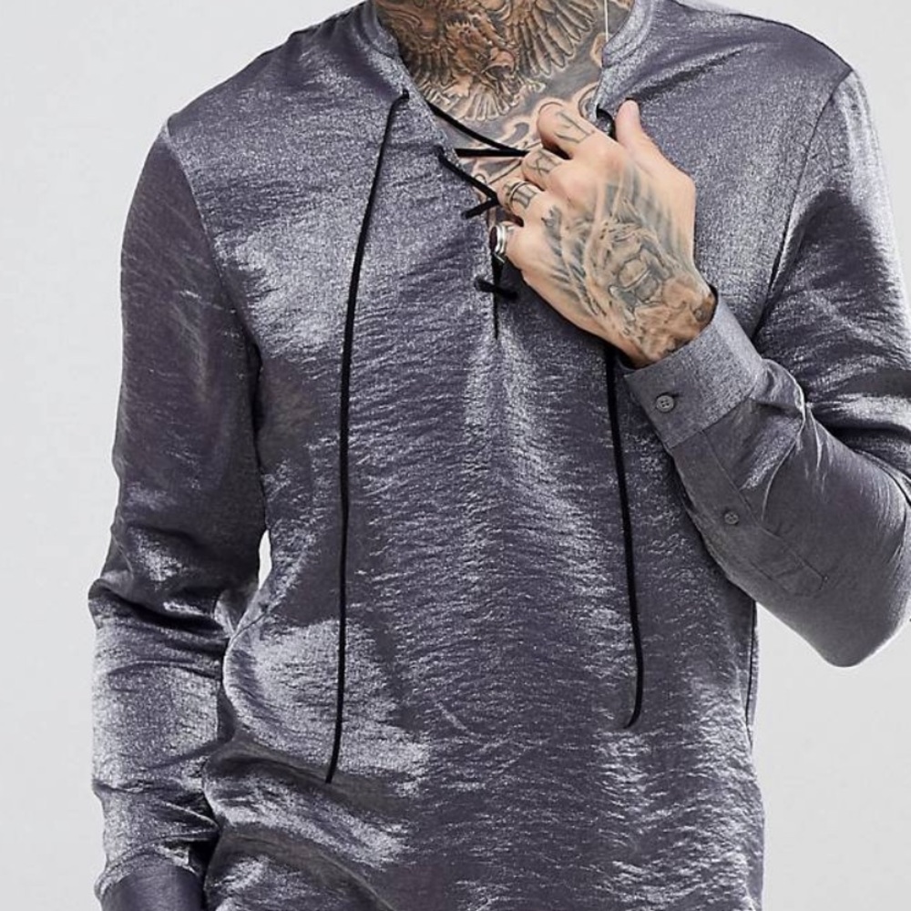 Silver lace up long sleeve